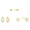 Combo Safety Pin & Starburst Stud Earring Combo Set - Adina Eden's Jewels
