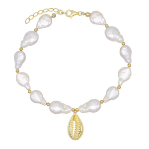 Pearl White Pearl Shell Anklet - Adina Eden's Jewels