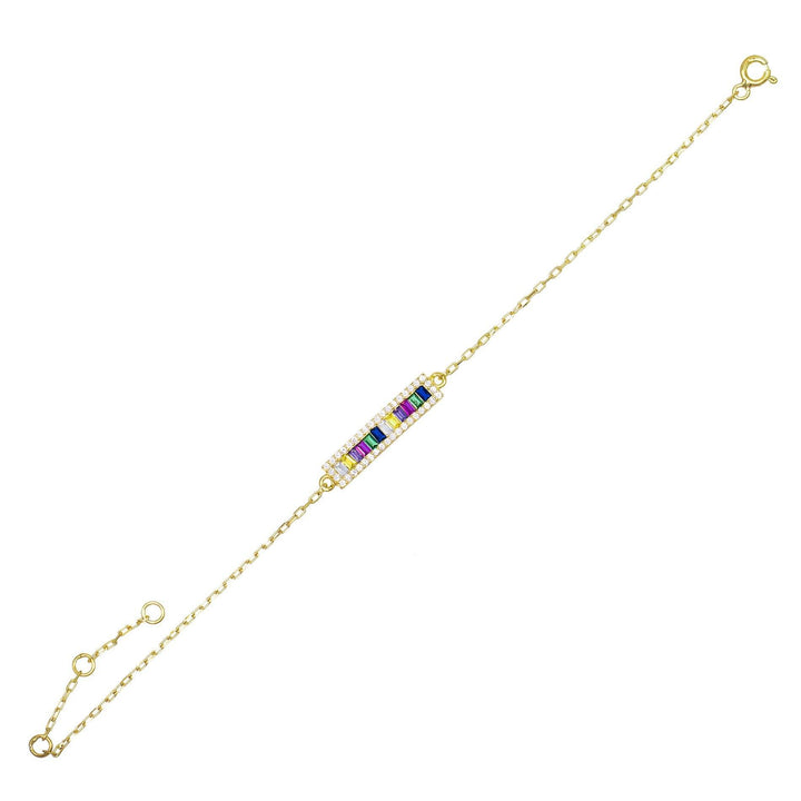 Multi-Color Baguette Rainbow Bar Bracelet - Adina Eden's Jewels