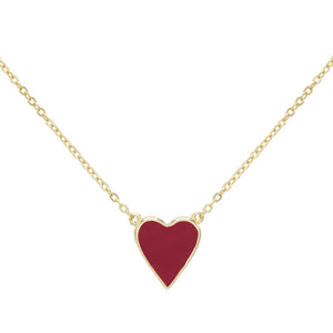 Ruby Red Enamel Heart Necklace - Adina Eden's Jewels