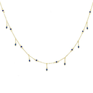 Sapphire Blue Blue Bezel Necklace - Adina Eden's Jewels