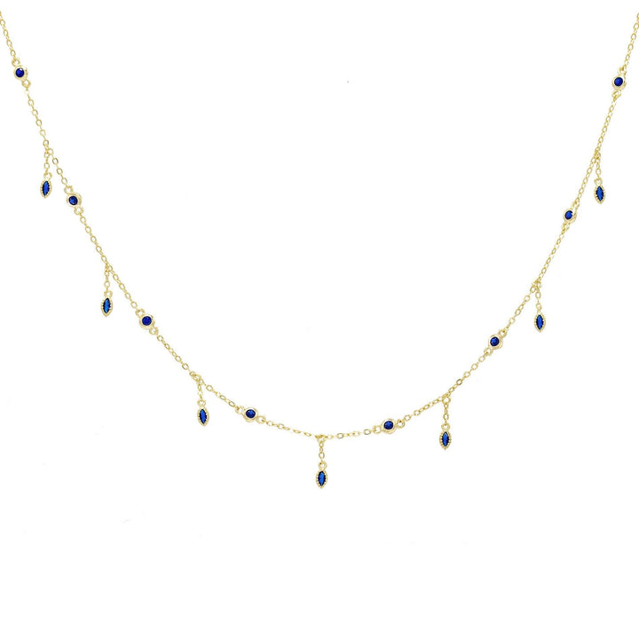 Sapphire Blue Blue Bezel Necklace - Adina Eden's Jewels