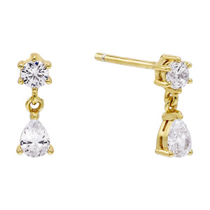 Gold Bezel Teardrop Stud Earring - Adina Eden's Jewels
