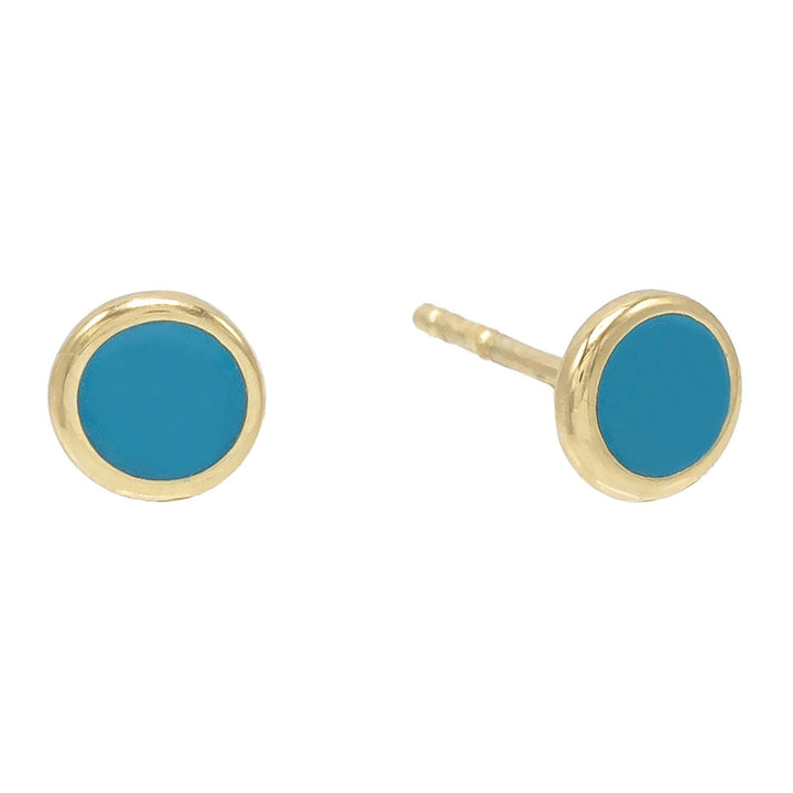 Turquoise Round Stud Earring 14K - Adina Eden's Jewels