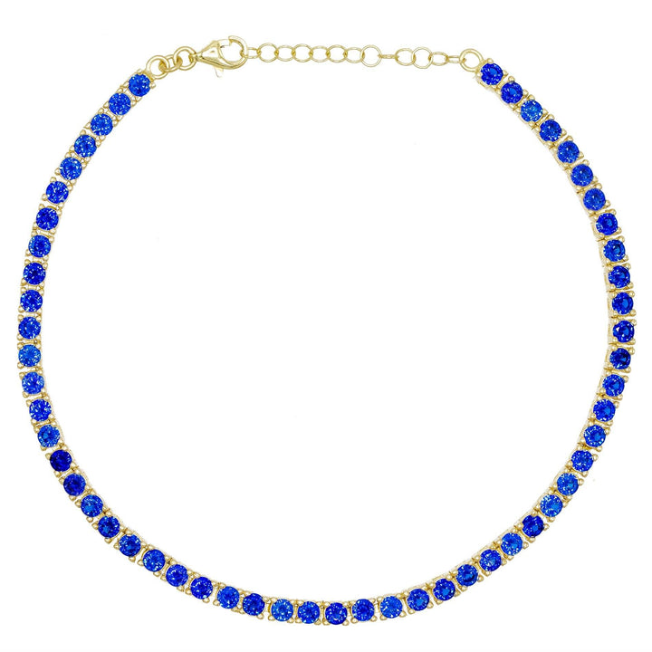 Sapphire Blue Fancy CZ Anklet - Adina Eden's Jewels