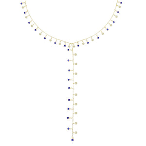Sapphire Blue Disc Bezel Lariat - Adina Eden's Jewels