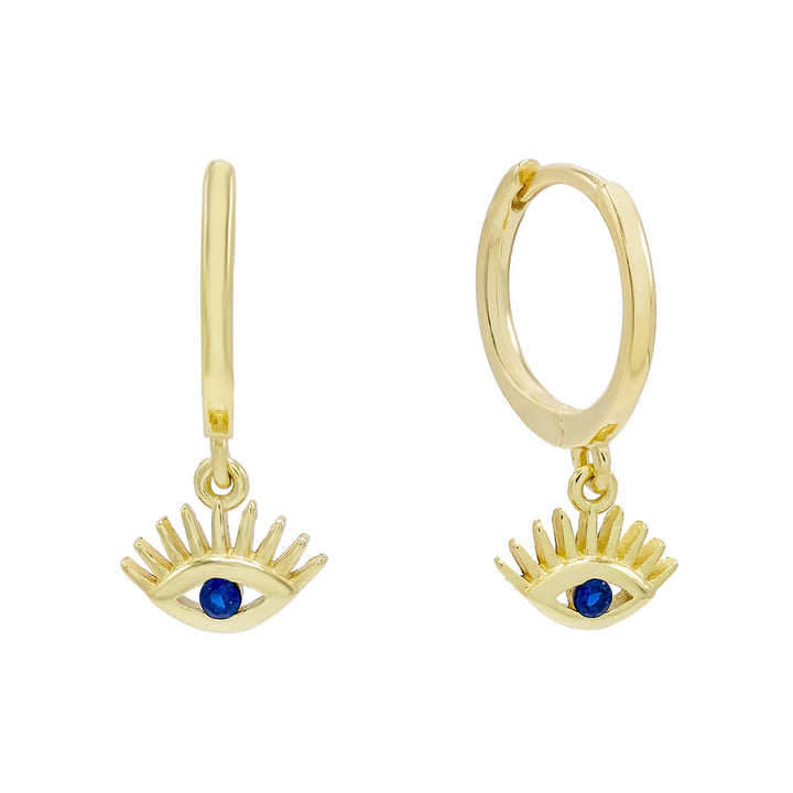 Gold Evil Eye Lash Huggie Earring - Adina Eden's Jewels