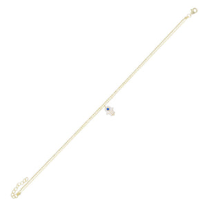 Sapphire Blue Hamsa Anklet - Adina Eden's Jewels