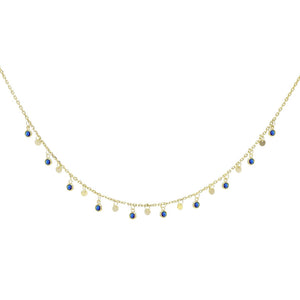 Sapphire Blue Disc Bezel Choker - Adina Eden's Jewels
