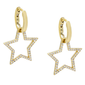 Gold Open Pavé Star Huggie Earring - Adina Eden's Jewels