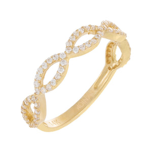 14K Gold / 7 CZ Pavé Open Link Ring 14K - Adina Eden's Jewels