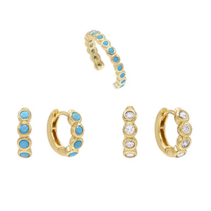Combo Bezel Huggie Earring & Ear Cuff Combo Set - Adina Eden's Jewels
