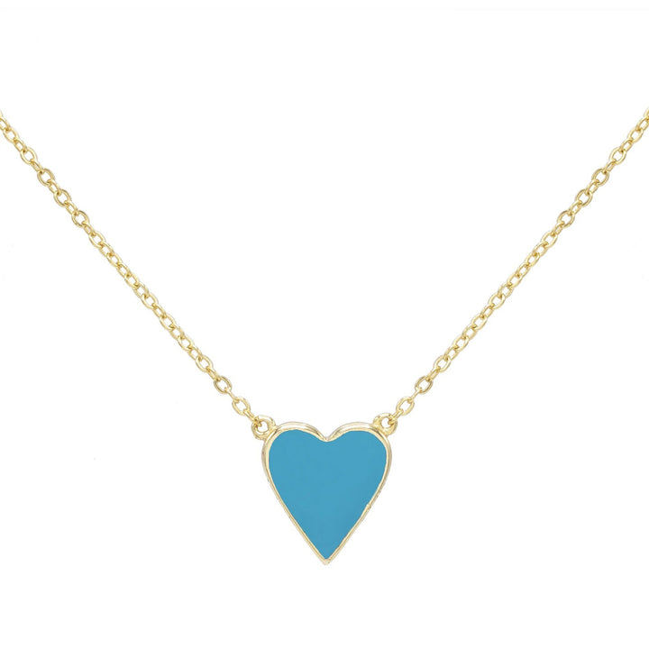 Turquoise Enamel Heart Necklace - Adina Eden's Jewels