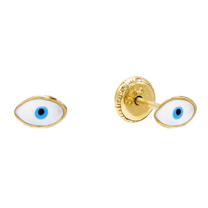Aqua Blue Tiny Enamel Eye Stud Earring 14K - Adina Eden's Jewels