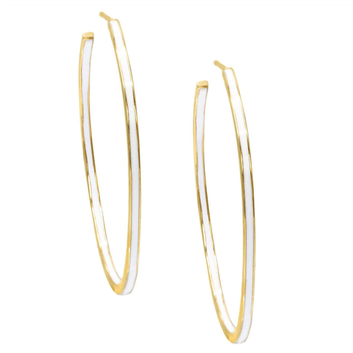 Gold Enamel Thin Hoop Earring - Adina Eden's Jewels