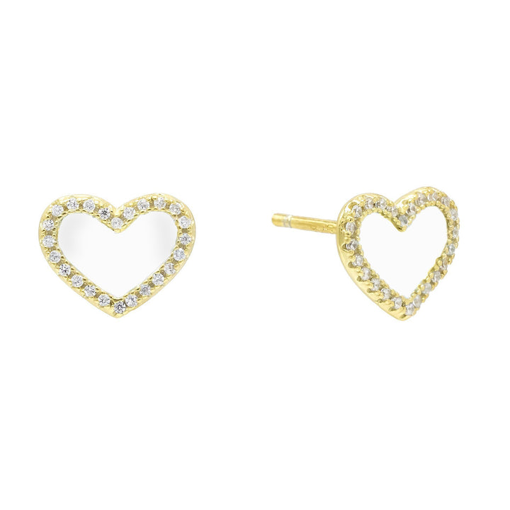 Crystal White Mini Enamel Heart Stud Earring - Adina Eden's Jewels