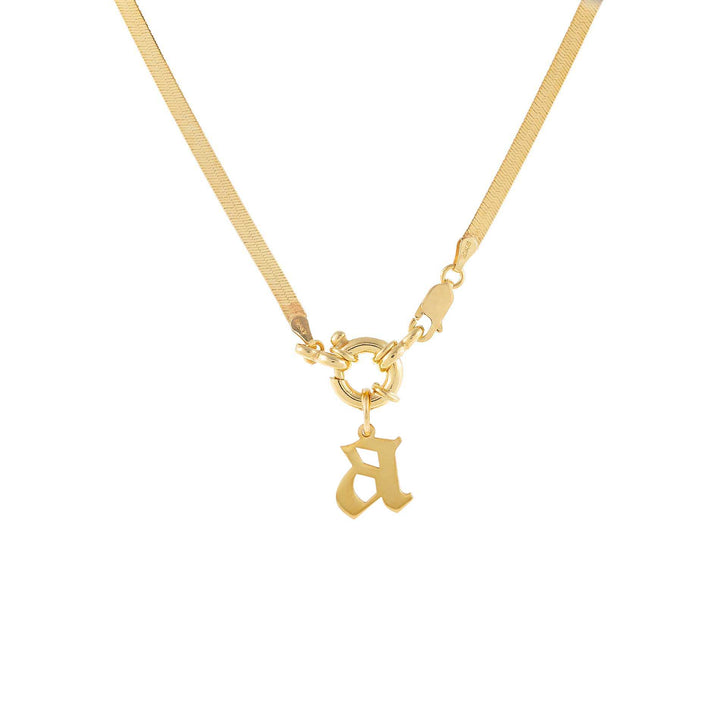 Gold / A Gothic Initial Herringbone Necklace - Adina Eden's Jewels