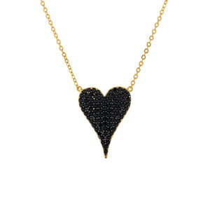 Onyx Onyx CZ Heart Necklace - Adina Eden's Jewels
