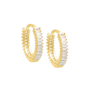 Gold Mini CZ Baguette Huggie Earring - Adina Eden's Jewels
