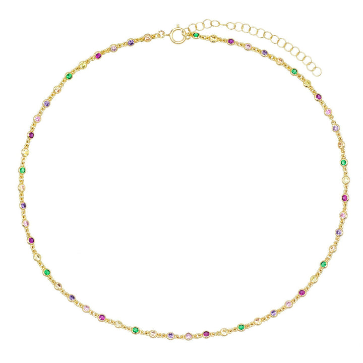  Rainbow Bezel Chain Choker - Adina Eden's Jewels