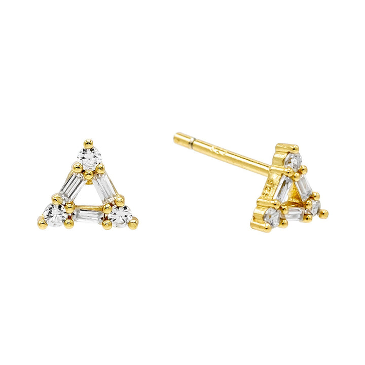 Gold Triangle Baguette Stud Earring - Adina Eden's Jewels