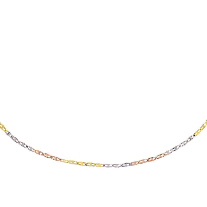 14K Gold / 14" Tricolor Mariner Chain Necklace 14K - Adina Eden's Jewels