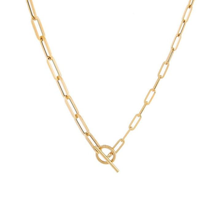 14K Gold / 18" Toggle Paperclip Chain Necklace 14K - Adina Eden's Jewels