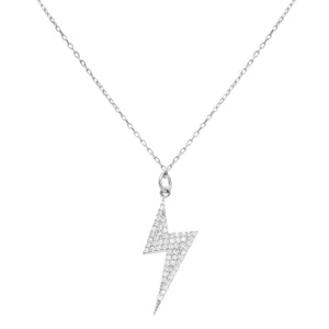 Silver CZ Bolt Necklace - Adina Eden's Jewels
