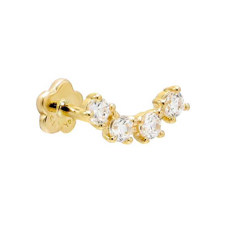14K Gold / Single Half Circle Threaded Stud Earring 14K - Adina Eden's Jewels