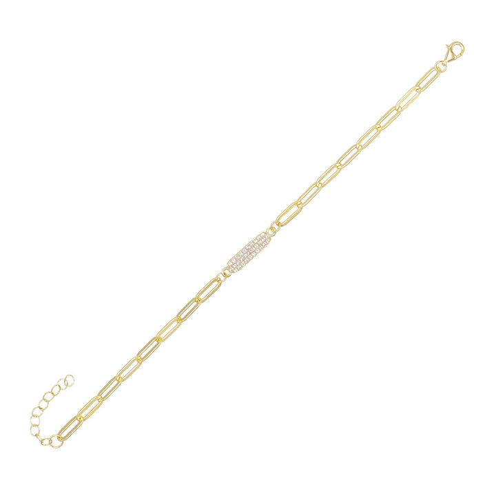 Gold CZ Bar Link Bracelet - Adina Eden's Jewels