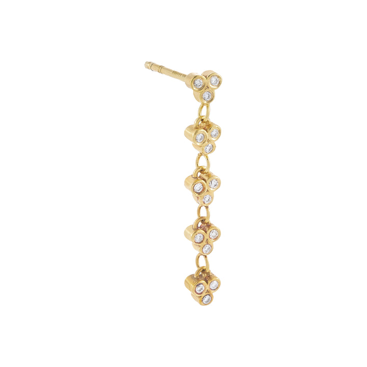 14K Gold / Single Diamond Cluster Drop Stud Earring 14K - Adina Eden's Jewels