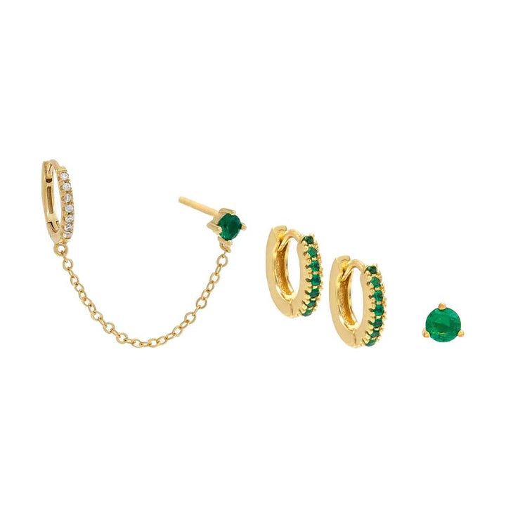 Emerald Green Double Trouble Green Earring Combo Set - Adina Eden's Jewels