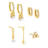 Gold Pearl Glitz Earring Combo Set - Adina Eden's Jewels