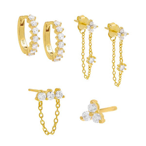 Gold The CZ Earring Combo Set - Adina Eden's Jewels
