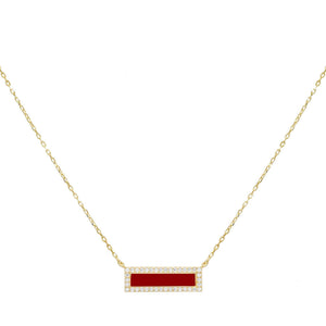 Ruby Red Enamel Bar Necklace - Adina Eden's Jewels