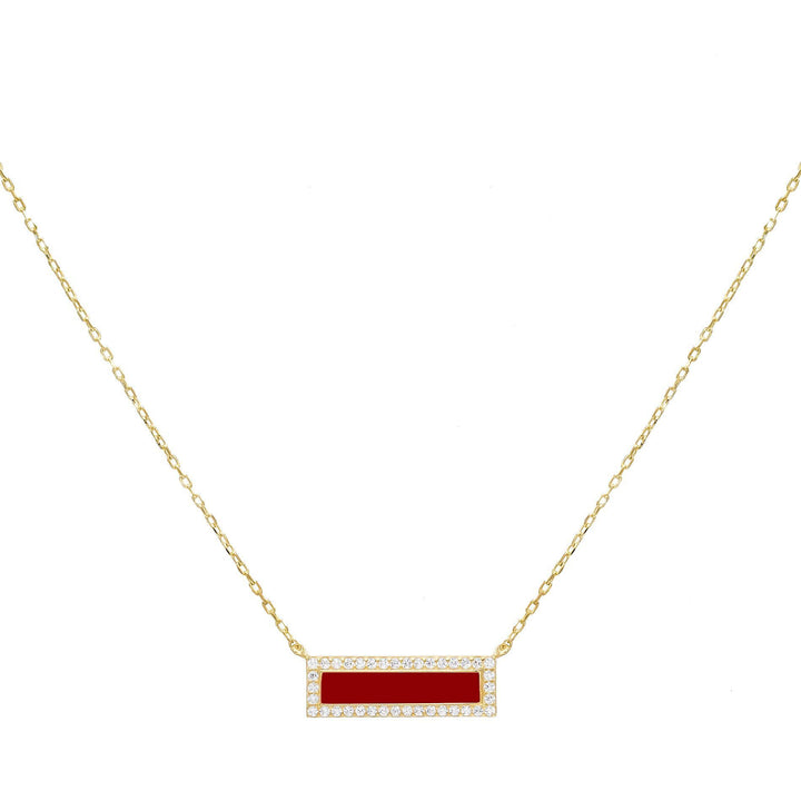 Ruby Red Enamel Bar Necklace - Adina Eden's Jewels