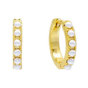  Small Pearl Huggie Earring - Adina Eden's Jewels