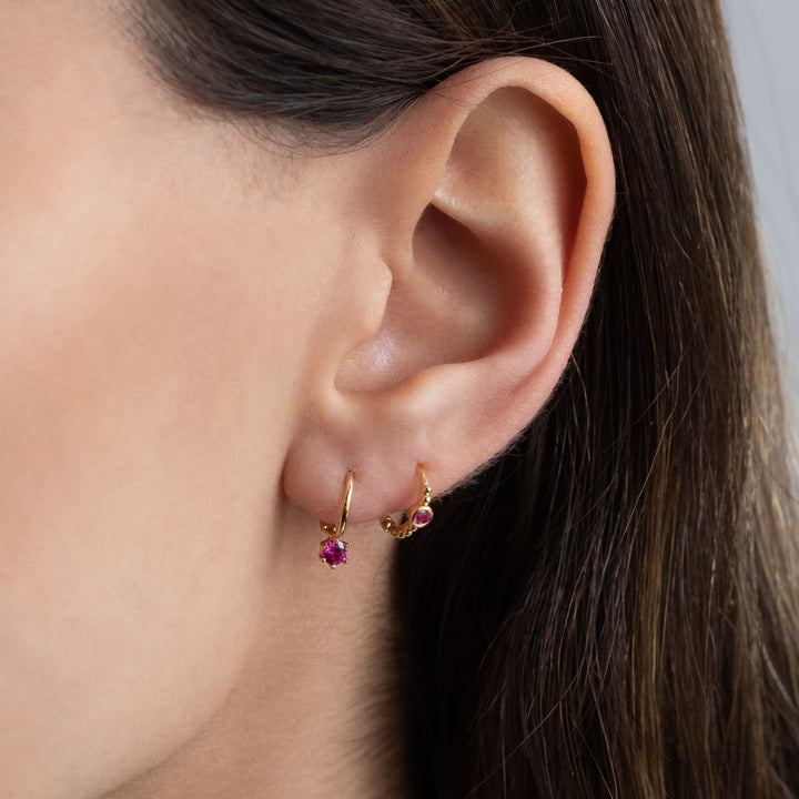  Hanging Bezel Mini Huggie Earring - Adina Eden's Jewels
