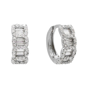 Silver CZ Chain Huggie Earring - Adina Eden's Jewels