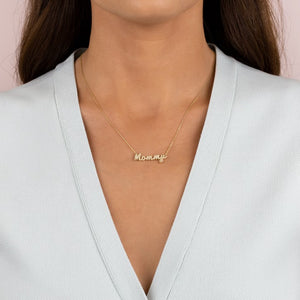  Pavé Script Mommy Necklace - Adina Eden's Jewels