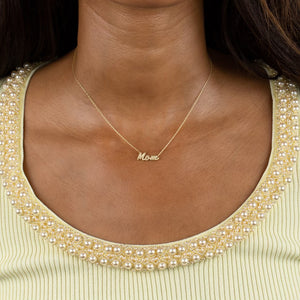  Pavé Script Mom Necklace - Adina Eden's Jewels