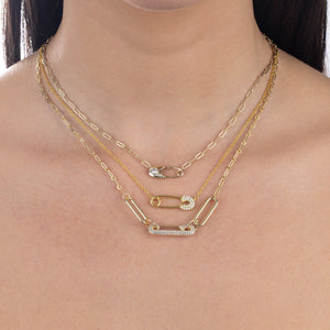  Pavé Pin Link Necklace - Adina Eden's Jewels