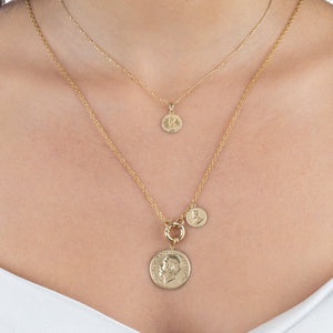  Vintage Double Coin Toggle Necklace 14K - Adina Eden's Jewels