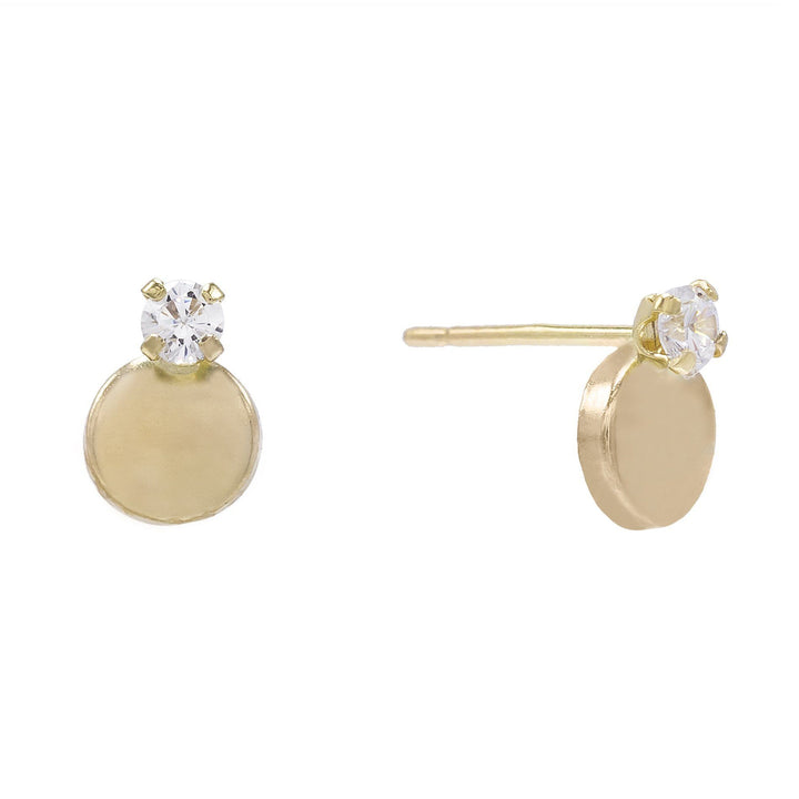 14K Gold Circle Stone Stud Earring 14K - Adina Eden's Jewels