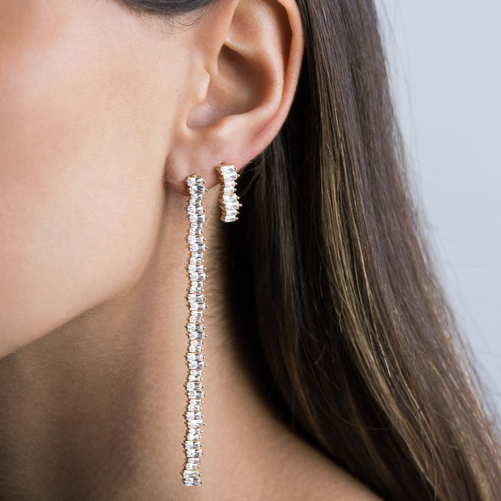  Baguette Drop Stud Earring - Adina Eden's Jewels
