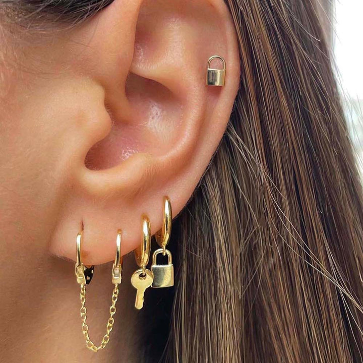  Lock x Key Huggie Earring - Adina Eden's Jewels