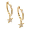 14K Gold / Single Diamond Star Huggie Earring 14K - Adina Eden's Jewels