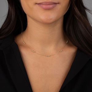  Multi Cluster Beaded Chain Necklace 14K - Adina Eden's Jewels