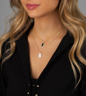  Pavé Dog Tag Necklace - Adina Eden's Jewels