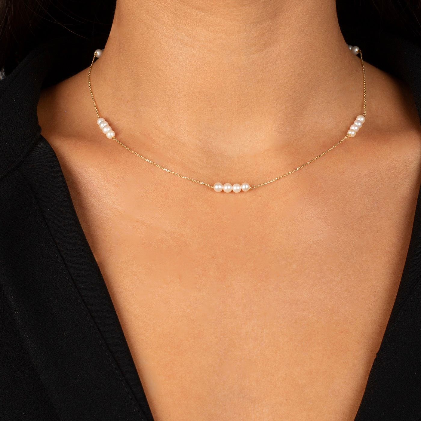 Cluster Chain Pearl Cluster Chain Necklace 14K | Adina Eden Jewels